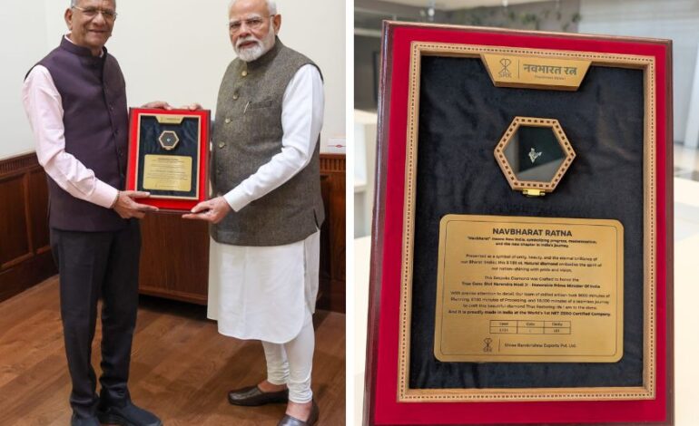 Govind Dholakia Gifts Prime Minister Modi a 2.12-Carat India-Shaped Diamond