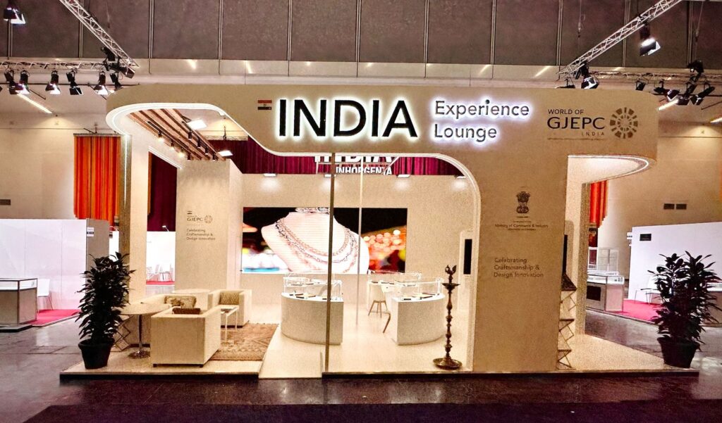 India Pavilion at INHORGENTA 2025 showcasing diamond and gold jewellery.