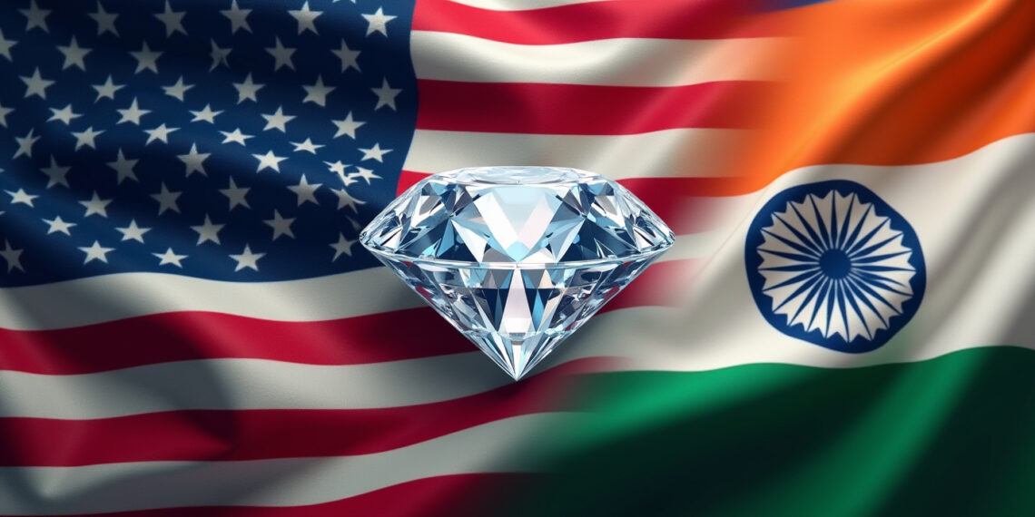 Cut and polished diamonds being inspected for export at Mumbai customs before US tariff deadline