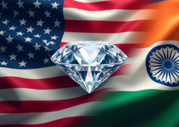 Cut and polished diamonds being inspected for export at Mumbai customs before US tariff deadline