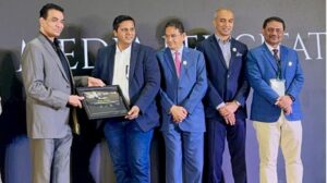 Honored to be felicitated by GJEPC at IIJS Premiere 2025 — Mr. Suketu Bhatt receiving the award for JewelBharat.com.