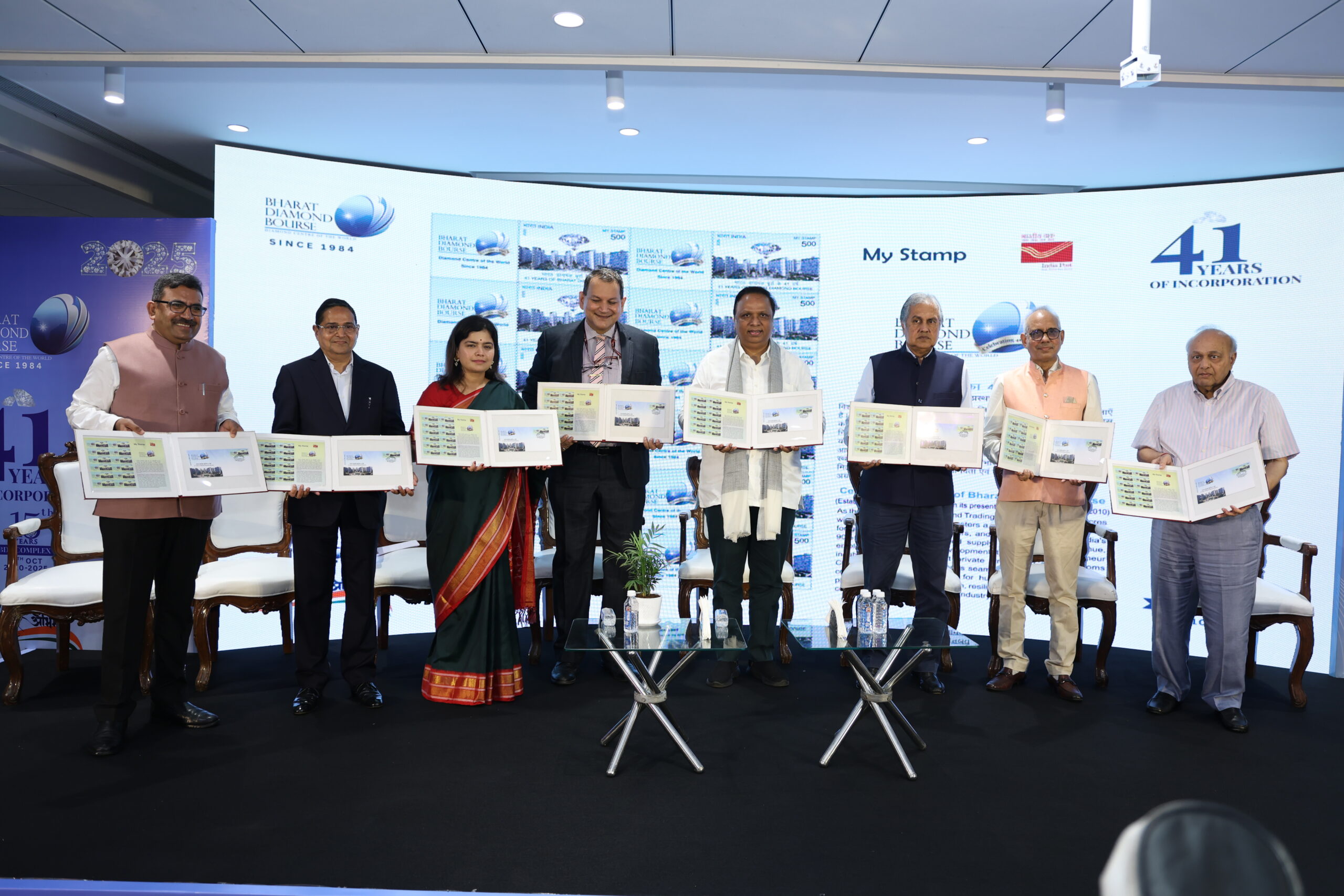 Bharat Diamond Bourse Marks 41 Years of Excellence & 15 Years of Operations of BDB Complex with the Release of customized My Stamp by Department of Posts, Government of India. 
