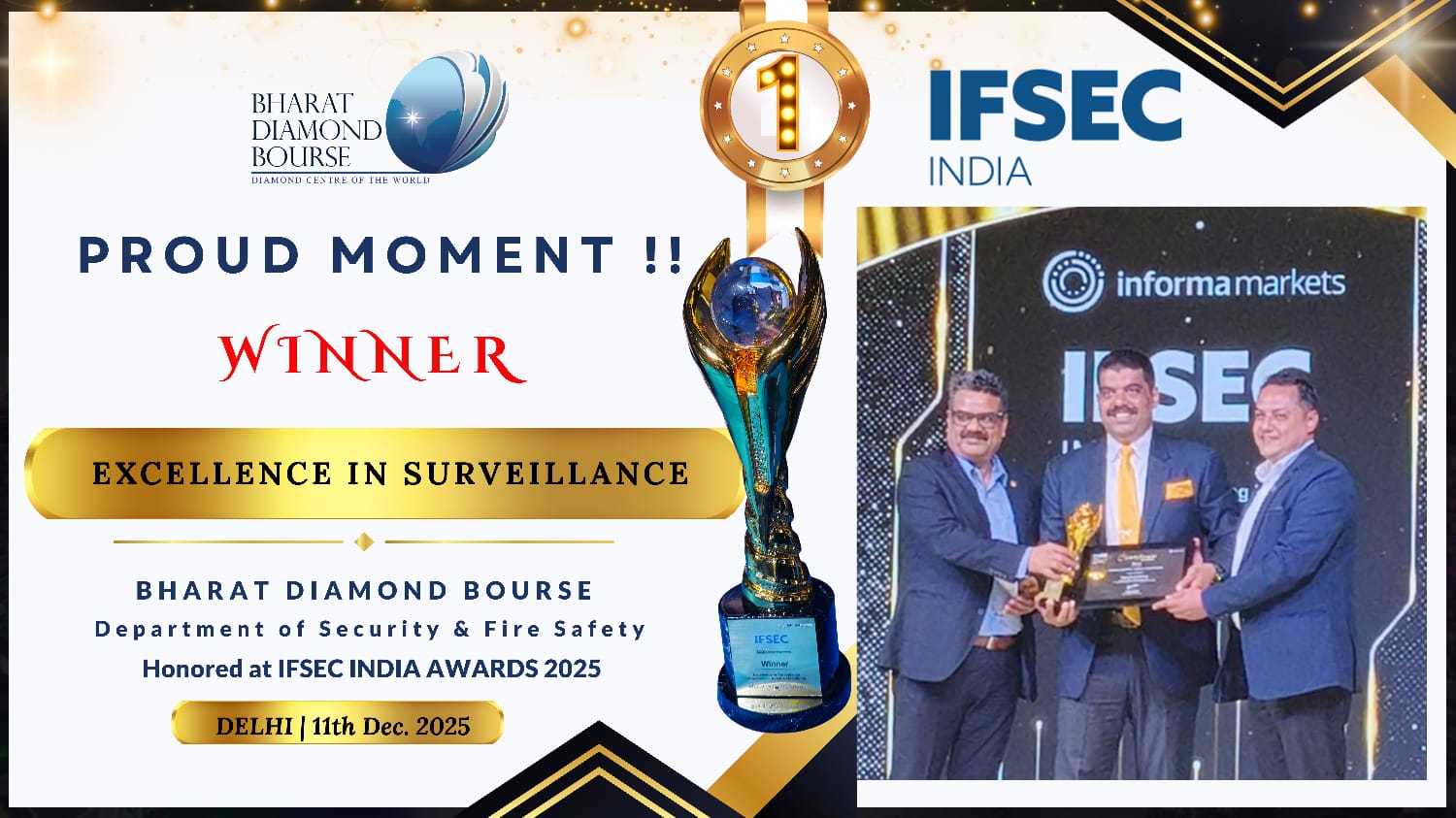 Bharat Diamond Bourse Honored with IFSEC India Award 2025 for Excellence in Surveillance