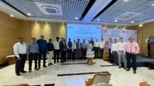 Officials and jewellery exporters during the flag-off ceremony of the first jewellery export consignment to the United Kingdom under the India–UK CETA in Mumbai.