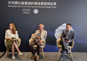 Industry leader speaking during a natural diamond industry session at JGW Hong Kong 2026